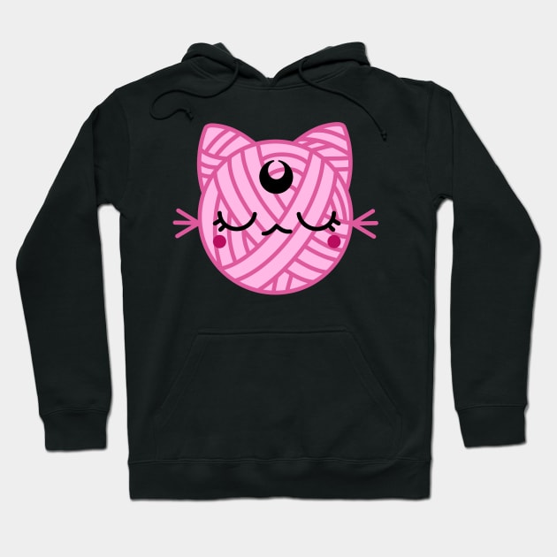 Pink Moon Cat Yarn Ball Hoodie by HELLOhappy